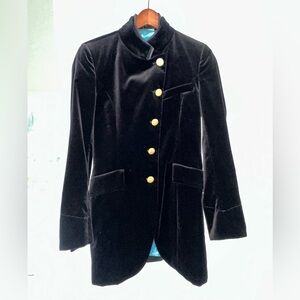 Michele Negri Firenze Black Velvet Jacket with Gold Buttons